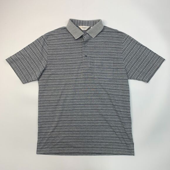 Vintage Palmland Classics Polo Shirt Mens L Large Gray Striped Cotton Blend - Picture 2 of 8